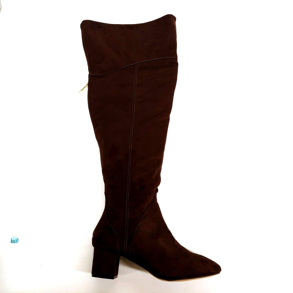 ASHRO Shoes Womens‎ 109128 Brown 8.5 Over the Knee Faux Suede Boots Back Zip NEW